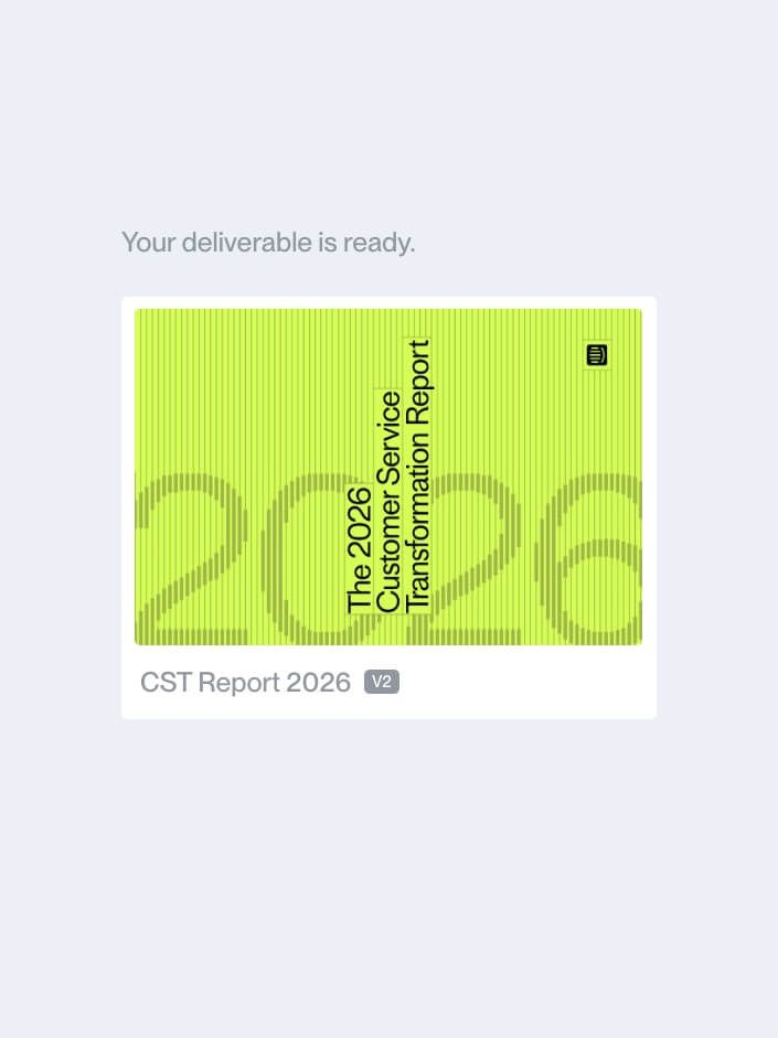 Ein fertiges Deliverable: das Cover eines Reports zur Customer-Service-Transformation 2026.